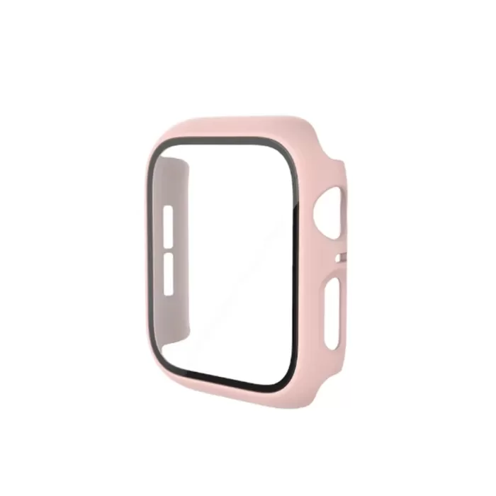 Newface Apple Watch 44mm Camlı Kasa Ekran Koruyucu - Pembe