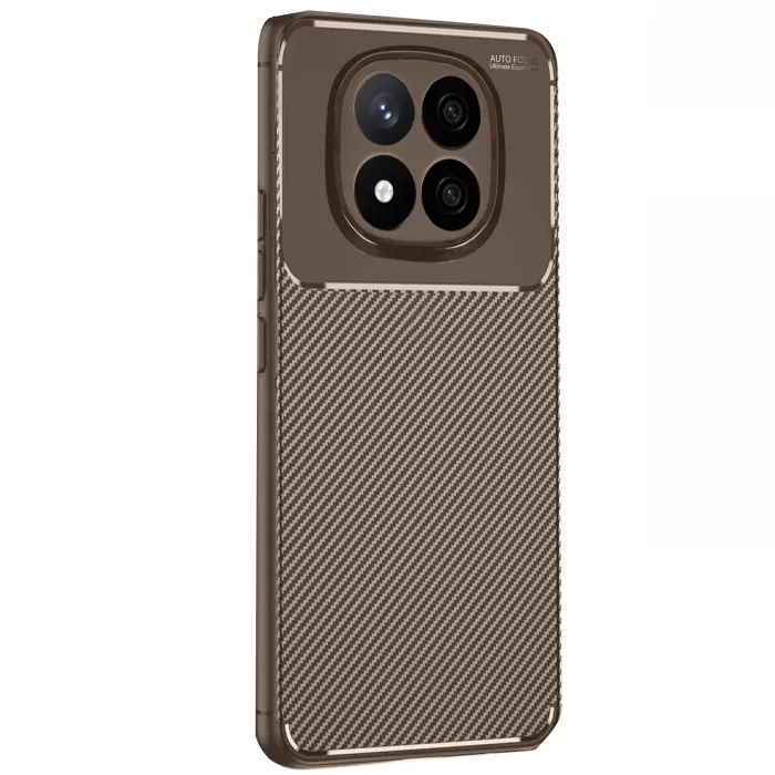 Newface Xiaomi Redmi Note 14 Pro 4G Kılıf Auto Focus Karbon Kapak - Kahverengi
