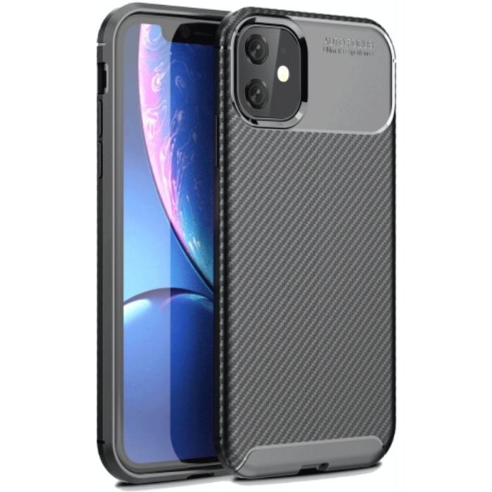Newface iPhone 11 Kılıf Auto Focus Karbon Kapak - Siyah