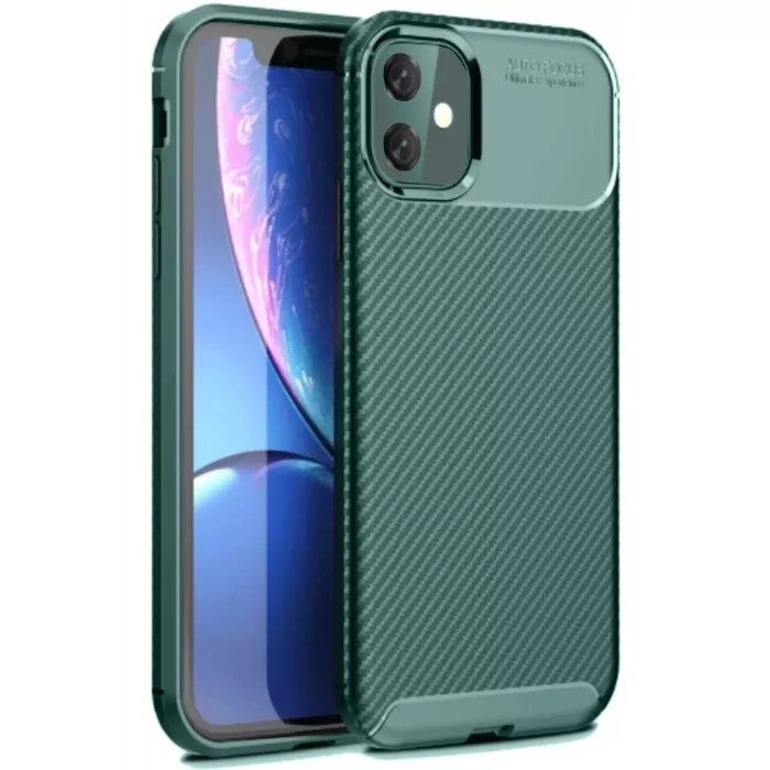 Newface iPhone 11 Kılıf Auto Focus Karbon Kapak - Koyu Yeşil