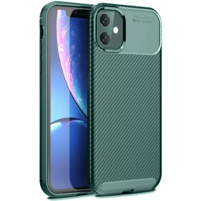 Newface iPhone 11 Kılıf Auto Focus Karbon Kapak - Koyu Yeşil
