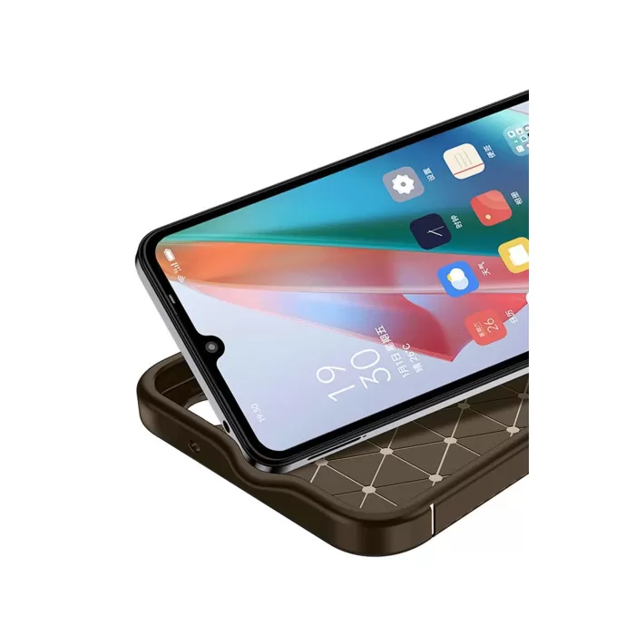 Newface Oppo A38 Kılıf Auto Focus Karbon Kapak - Kahverengi