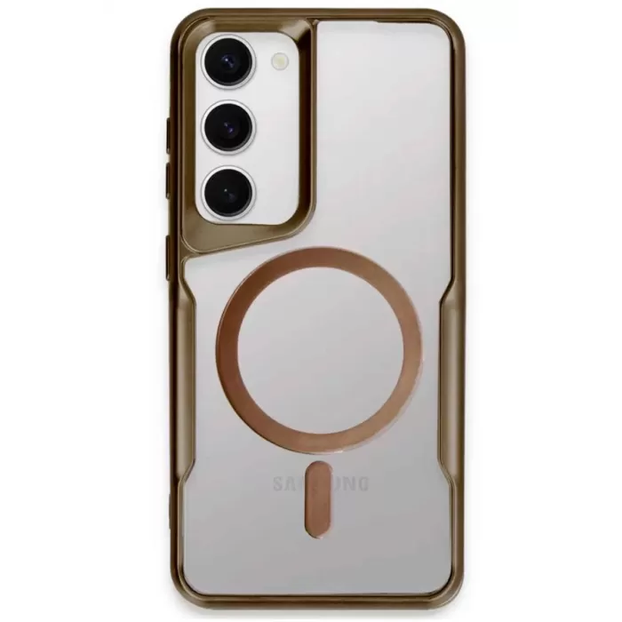 Newface Samsung Galaxy S23 Kılıf Boyi Magsafe Silikon Kapak - Kahverengi