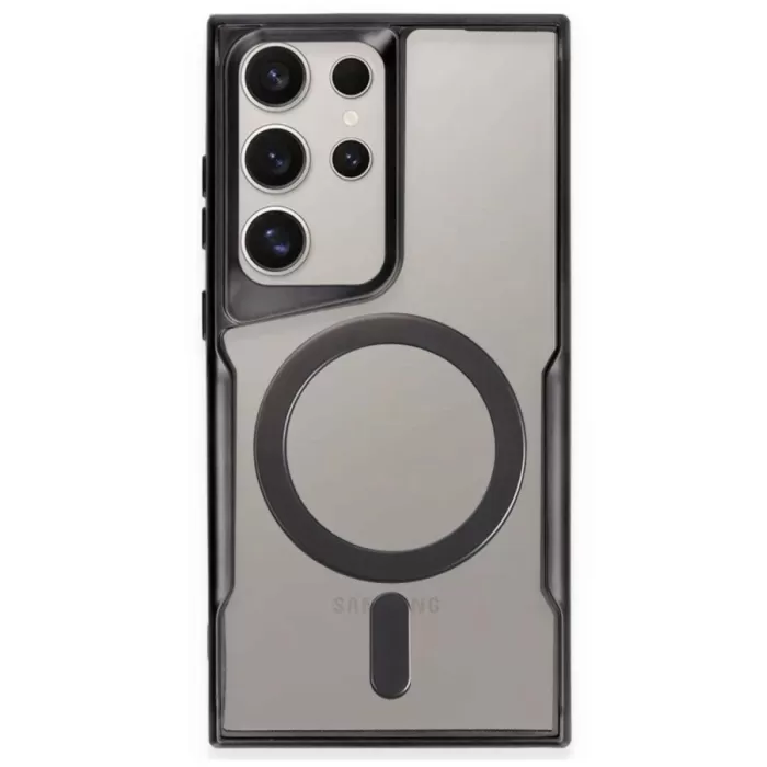 Newface Samsung Galaxy S23 Ultra Kılıf Boyi Magsafe Silikon Kapak - Siyah