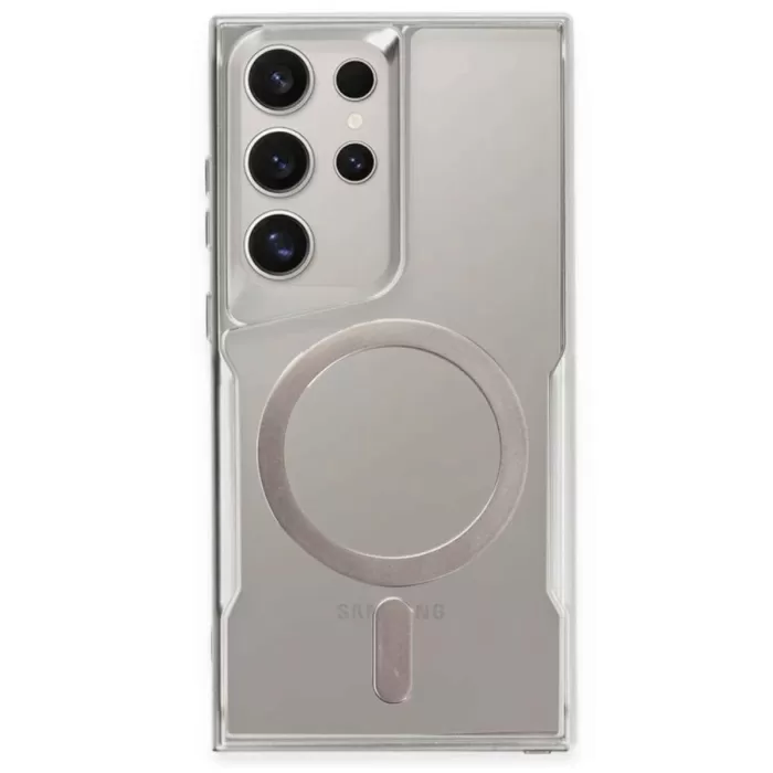 Newface Samsung Galaxy S23 Ultra Kılıf Boyi Magsafe Silikon Kapak - Gümüş