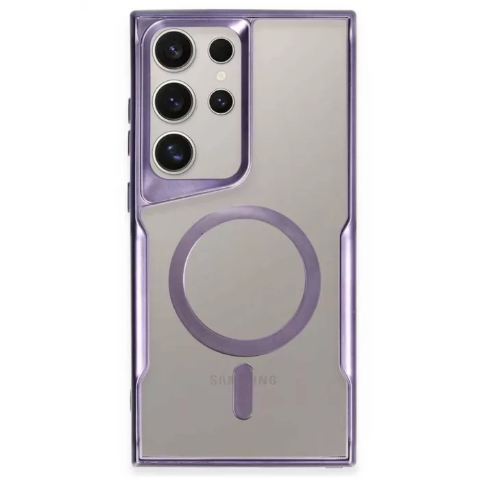 Newface Samsung Galaxy S23 Ultra Kılıf Boyi Magsafe Silikon Kapak - Derin Mor