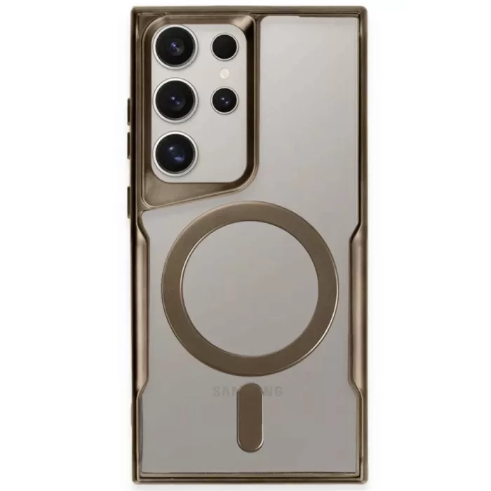 Newface Samsung Galaxy S23 Ultra Kılıf Boyi Magsafe Silikon Kapak - Kahverengi