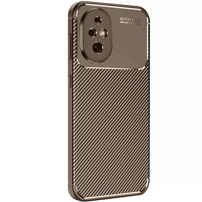 Newface Honor 200 Kılıf Auto Focus Karbon Kapak - Kahverengi