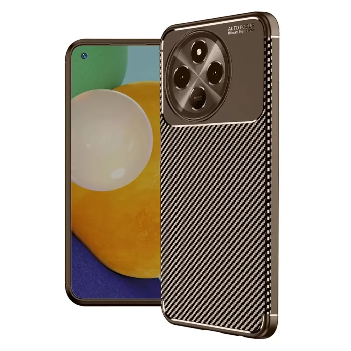 Newface Tecno Spark 30 Pro Kılıf Auto Focus Karbon Kapak - Kahverengi