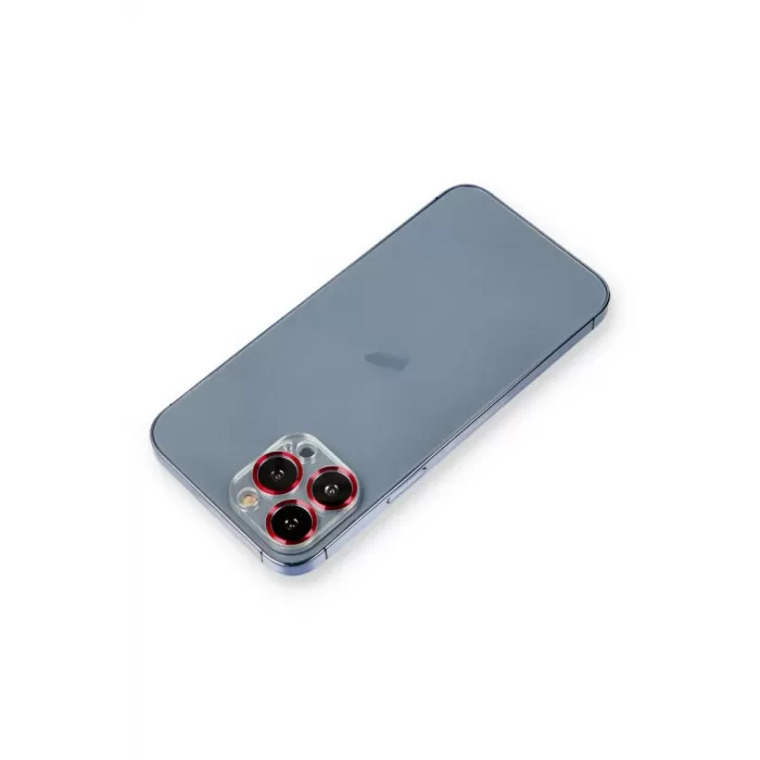 Newface iPhone 13 Pro Metal Kamera Lens Koruma Cam - Kırmızı