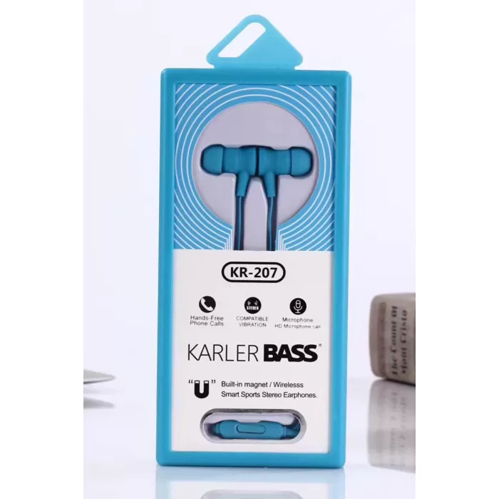 Karler Bass KR-207 Mıknatıslı Kablolu Kulaklık - Mavi
