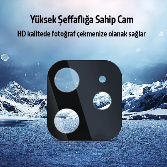 İPhone 12 Mini  2İN1 Full Glue Tempered Cam Ekran Koruyucu +Kamera Lens Set-(5775)