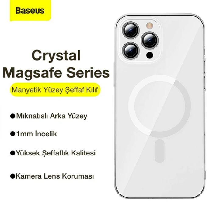 Baseus Crystal iPhone 12 Pro Max Kılıf Magsafe Uyumlu Manyetik Kılıf-(5775)