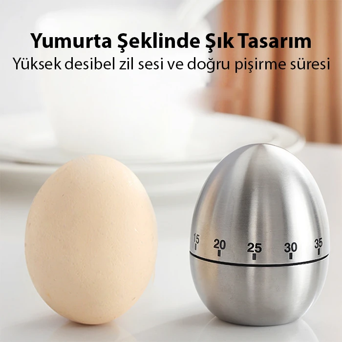 EZERE Mekanik Arama Pişirme Mutfak Zamanlayıcı Alarmı 60 Dakika Paslanmaz Çelik-(5775)