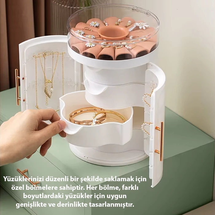 EZERE Takı-Yüzük-Küpe-Kolye Ve Aksesuar Düzenleyici Mücevher Organizeri Saklama Kutusu-(5775)