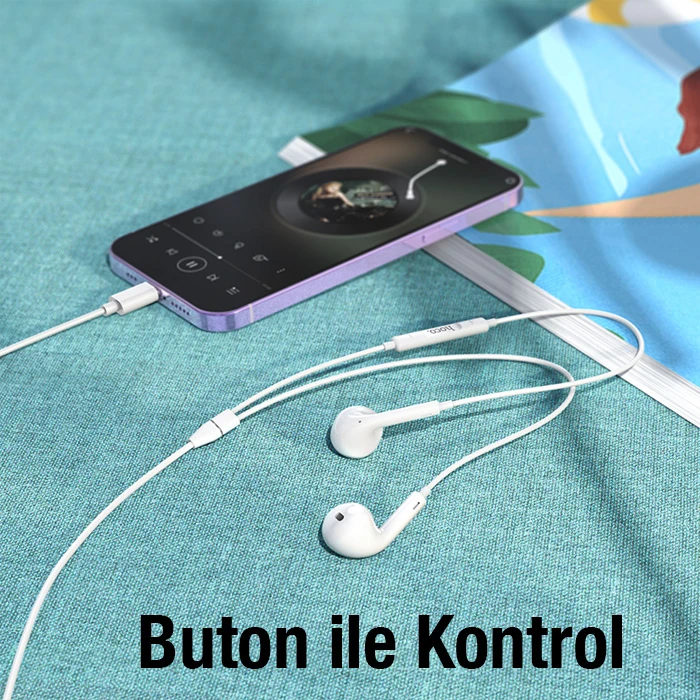 HOCO M1 Max iPhone Lightning Kulakiçi Mikrofonlu Kablolu Kulaklık-(5775)