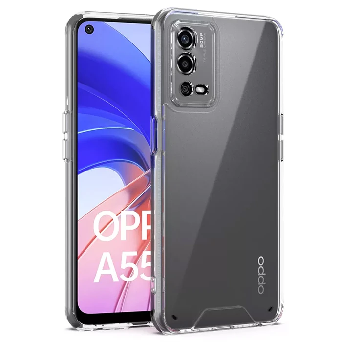 Ally OPPO A55 4G Kılıf Kamera Korumalı Ultra İnce Şeffaf Silikon Kılıf-(5775)