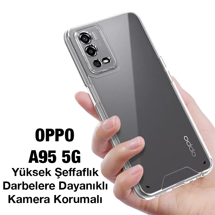 Ally OPPO A55 4G Kılıf Kamera Korumalı Ultra İnce Şeffaf Silikon Kılıf-(5775)
