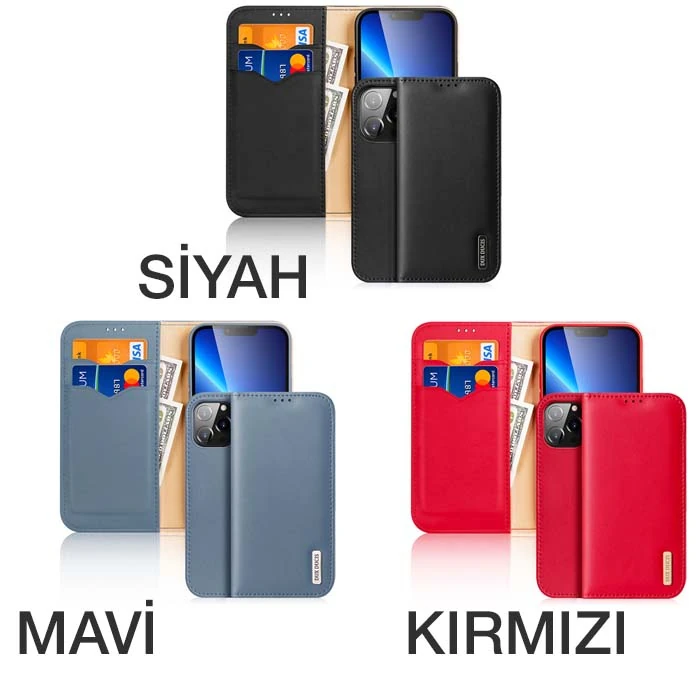Dux Ducis iPhone 13 Pro Max Kılıf Mıknatıslı Cüzdanlı Deri Kılıf Hivo Series-(5775)