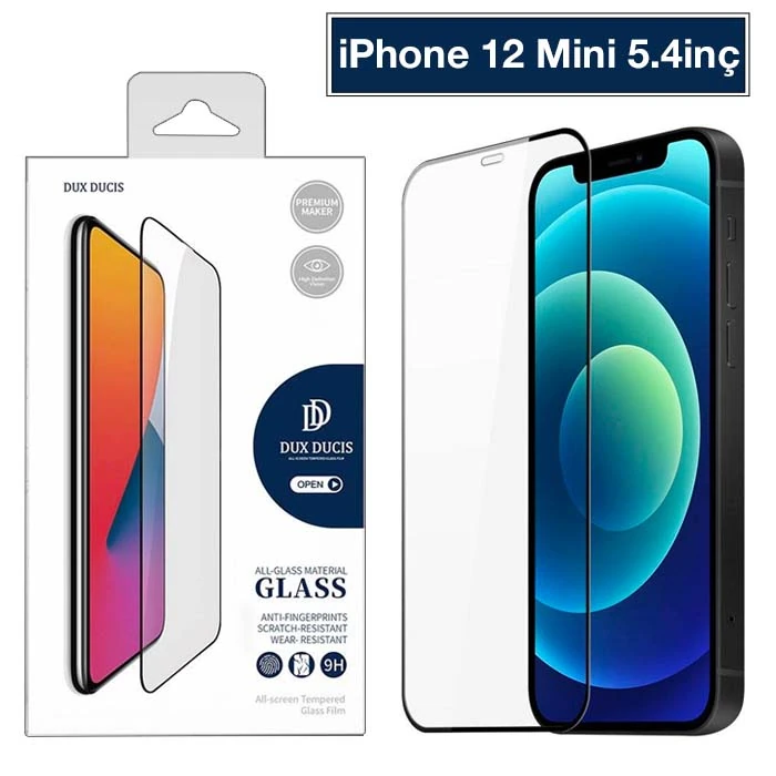 Dux Ducis iPhone 12 Mini 5.4 Tempered Cam Ekran Koruyucu 10D Full Kaplama-(5775)