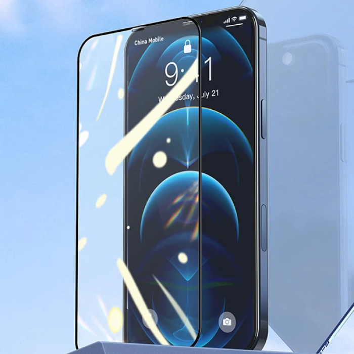 Baseus İPhone 12/12 Pro 6.1 Ekran Koruyucu 0.3MM Full Anti Blue Light Tempered Cam Ekran Koruyucu 2A-(5775)