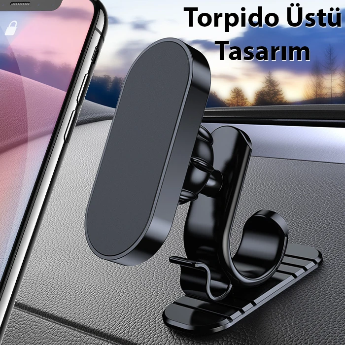 ALLY Araç içi Mıknatıslı Torpido Üstü Cep Telefonu Tutucu-(5775)
