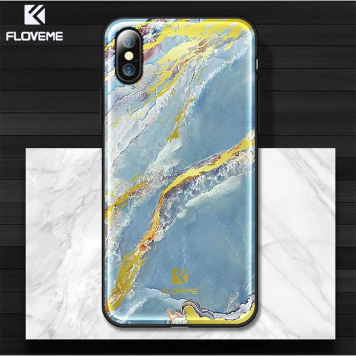 Floveme İPhone  X Xs Mermer Desenli Premium Silikon Kılıf-(5775)