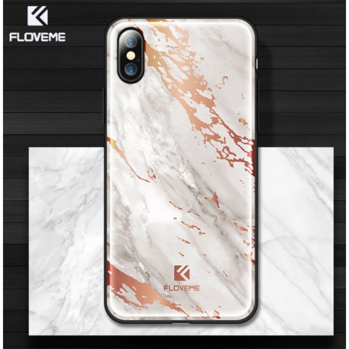Floveme İPhone  X Xs Mermer Desenli Premium Silikon Kılıf-(5775)
