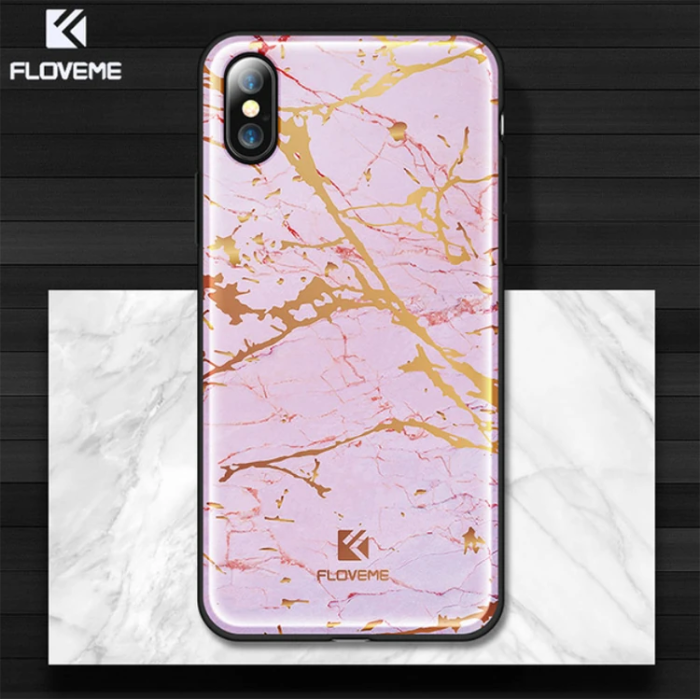Floveme İPhone  X Xs Mermer Desenli Premium Silikon Kılıf-(5775)