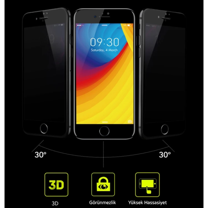 KUULAA İPhone 6S-6 Plus 3d Full Privacy Gizlilik Kırılmaz Cam Ekran Koruyucu-(5775)