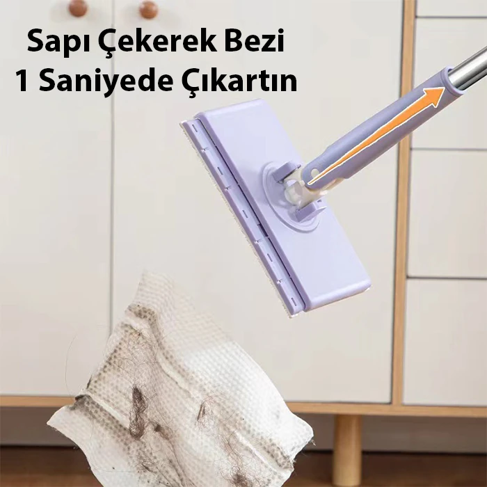 Ally Yüzey Temizlik Havlusu Kullan At Temizlik Bezi için Küçük Otomatik Mini Mop - 4Adet Bez Hediye-(5775)