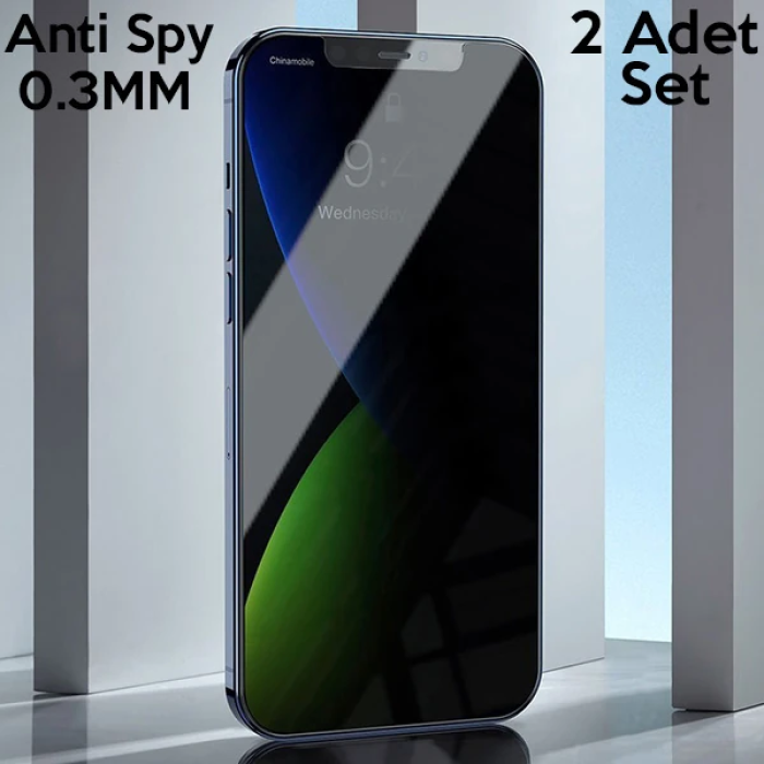 Baseus İPhone 12 mini 03mm Anti Spy Tempered Cam Ekran Koruyucu 2 Adet Set-(5775)