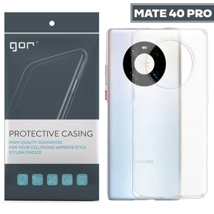 GOR Huawei Mate 40 Pro Kılıf Kamera Korumalı Şeffaf Silikon Kılıf-(5775)