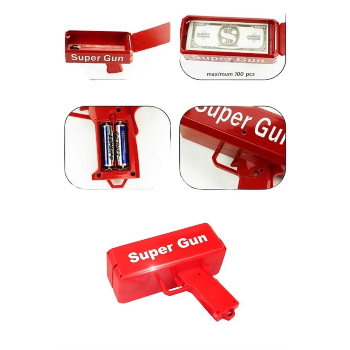 Çocuklara Özel Eğlenceli Para Saçma Makinası Parti Oyuncağı Kırmızı