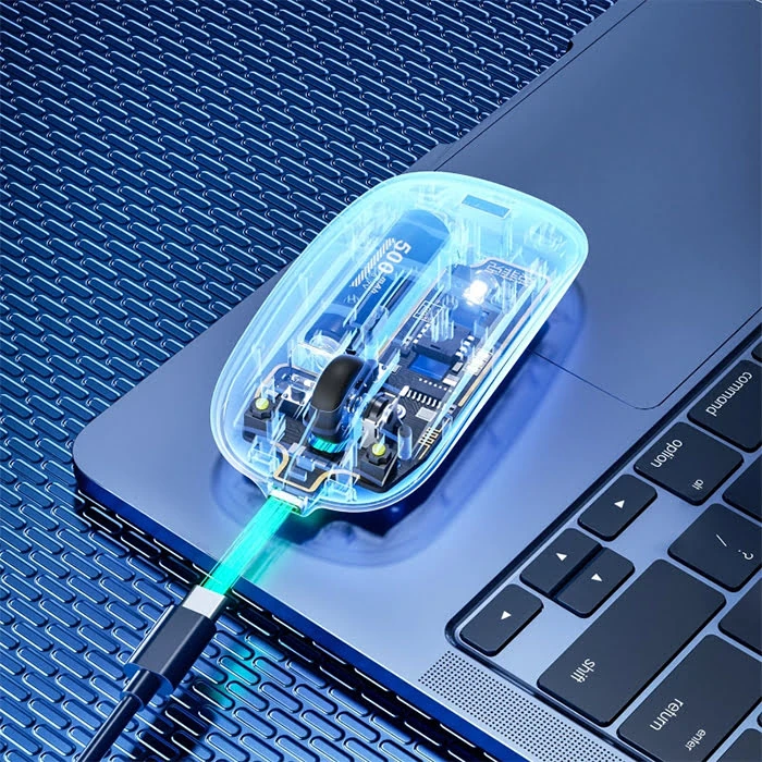 İNPHİC X5 Kablosuz Fare Şarj Edilebilir Sessiz Kullanım 2.4G Transparan USB Mouse-(5775)