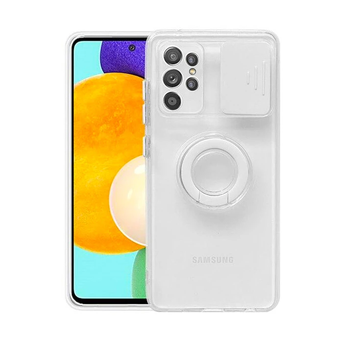 Ally SM Galaxy S21 Ultra S30 Ultra Kılıf Sürgülü Kamera Lens Korumalı Yüzük Standlı Silikon Kılıf-(5775)
