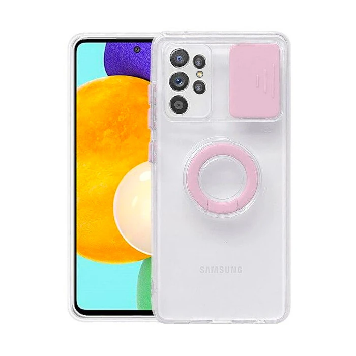 Ally SM Galaxy S21 Ultra S30 Ultra Kılıf Sürgülü Kamera Lens Korumalı Yüzük Standlı Silikon Kılıf-(5775)
