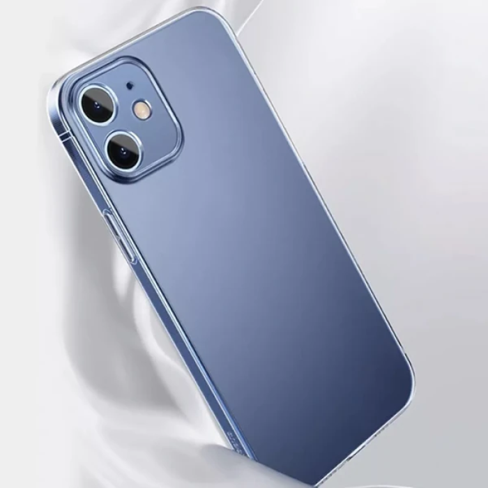 Baseus Simple Case iPhone 12 6.1 İnce Şeffaf Silikon Kılıf Kamera Korumalı-(5775)