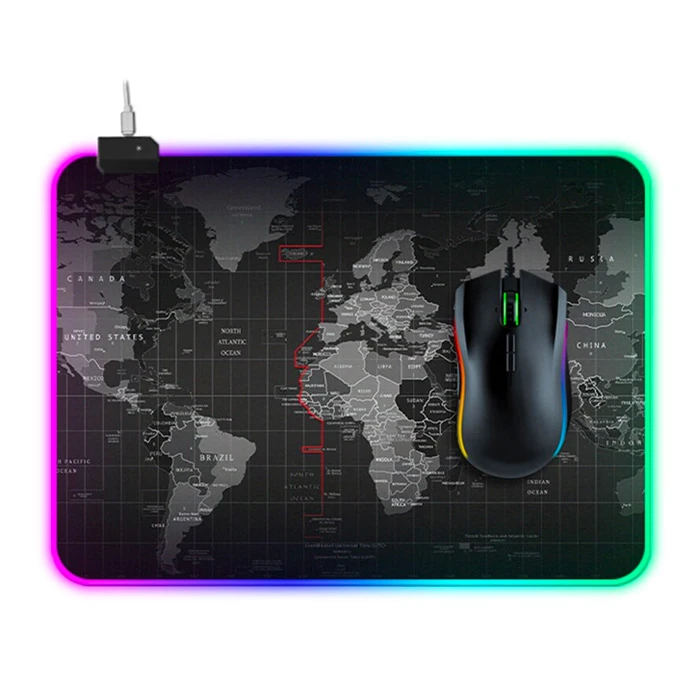 ALLY Dünya Desenli RGB Led Işıklı Oyuncu Mouse Pad 300*250*4MM-(5775)