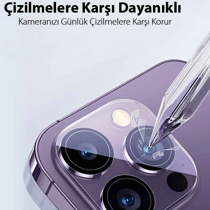 Baseus iPhone 15 Pro/15 Pro Max için Crystal Serisi HD Cam Kamera Koruyucu 2 Adet Set-(5775)