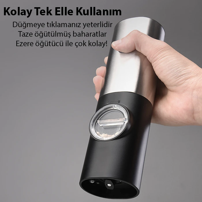 Ezere Elektrikli Baharat Tuz ve Karabiber Değirmeni Öğütücü-(5775)