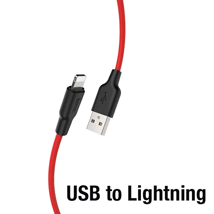 HOCO X21 Plus USB to iPhone Lightning Silikon Hızlı Şarj ve Data Kablosu-(5775)