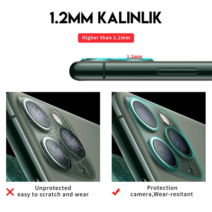 iPhone 11 Pro 11 Pro Max Full Tempered Kamera Koruyucu Kırılmaz Cam-(5775)
