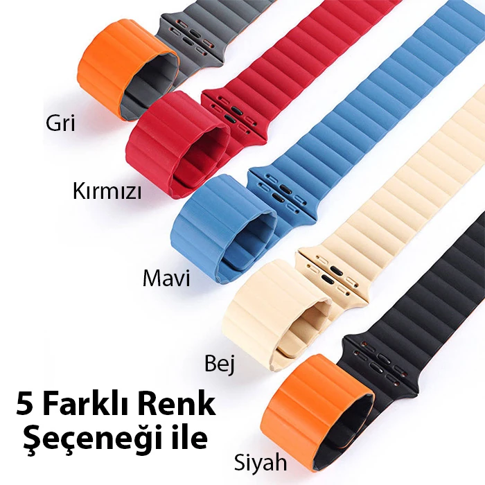 DUX DUCIS Apple Watch 38/40/41MM için Manyetik Zincir Versiyon PU Deri Kayış Kordon-(5775)