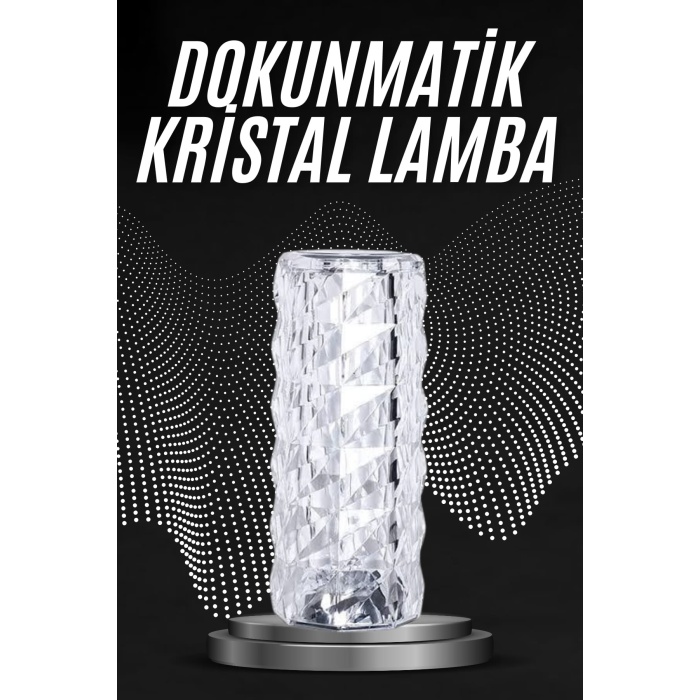 Kristal Lamba Masa Lambası Şarjlı Masa Lambası Dokunmatik Sensör Usb Şarjlı