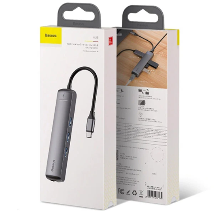 Baseus Usb Type C 6in1 HDMI 3x USB 3.0 RJ45 Çoğaltıcı Adaptör-(5775)