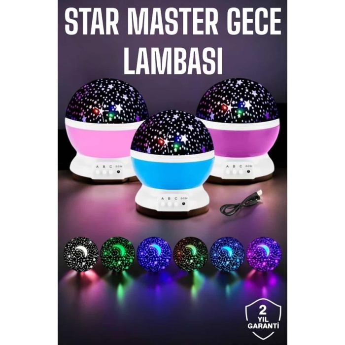 Mavi ve Mor Işıklı Star Master Projeksiyon Lambası