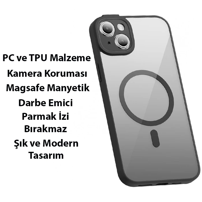 Baseus Frame Series iPhone 14 6.1 Kamera Koruyuculu Magsafe Kılıf + Tempered Ekran Koruyucu Set-(5775)