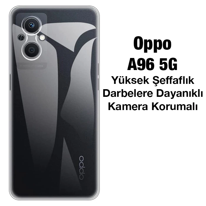 Ally OPPO A96 5G Kılıf Kamera Korumalı Ultra İnce Şeffaf Silikon Kılıf-(5775)