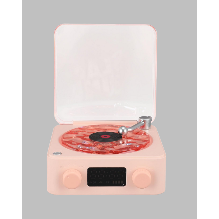 Retro Bluetooth Hoparlör – Yumuşak Gece Lambası ve Saat Göstergeli